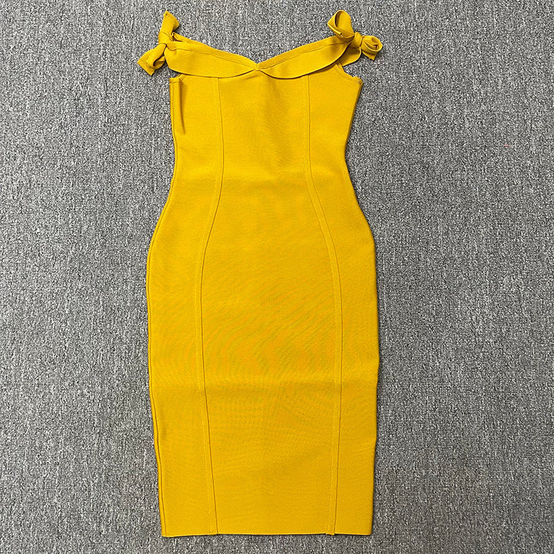 Bow-Strap Strapless Bodycon Midi Dress — view 10