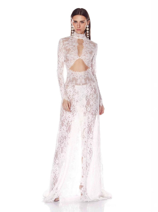 Sheer Lace & Mesh Open-Back Maxi Dress — view 2