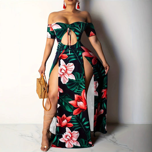 Floral Cut-Out Off-Shoulder Maxi Dress — view 2