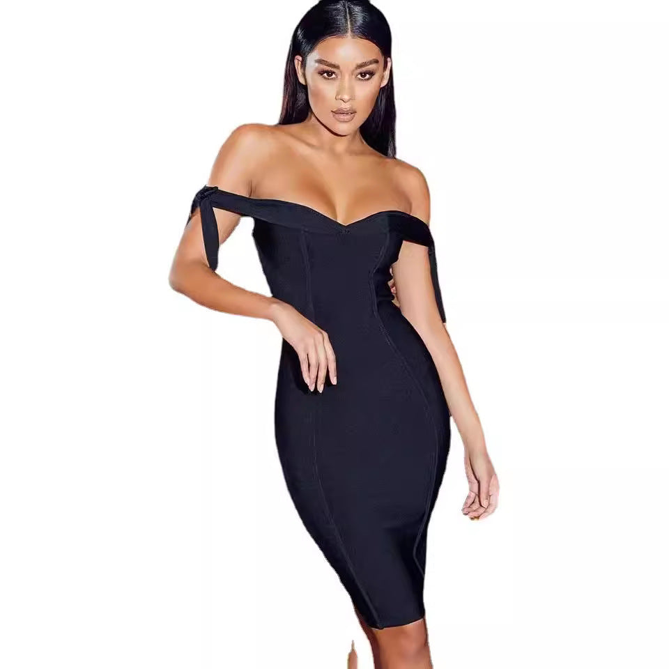 Bow-Strap Strapless Bodycon Midi Dress — view 3