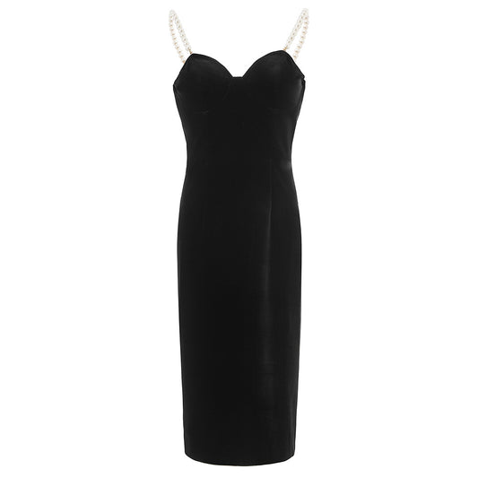 Velvet Backless V-Neck Bodycon Midi Dress — view 2