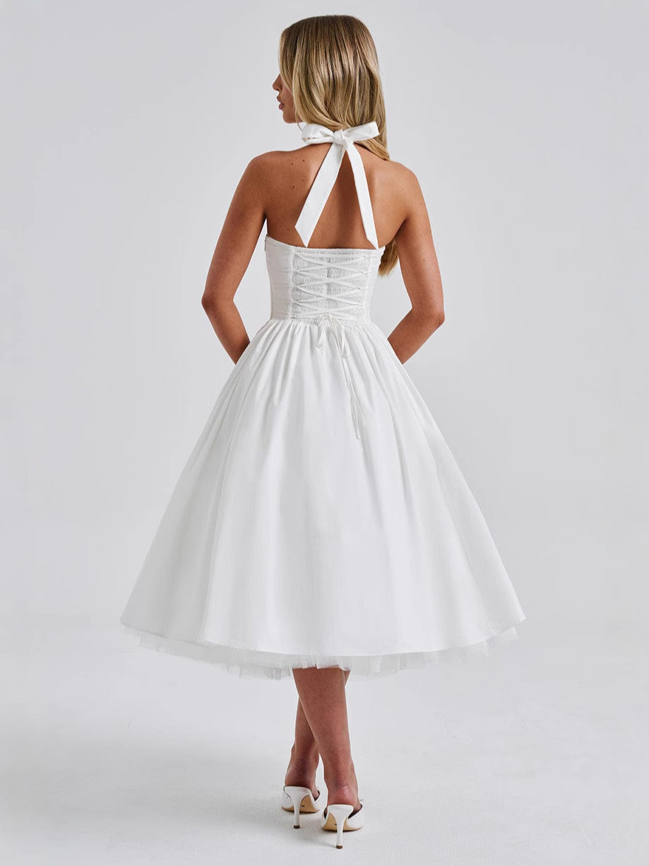 Strappy Tiered Tulle Midi Dress — view 4