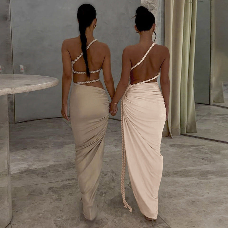 One-Shoulder Cut-Out Knit Maxi Dress — view 2