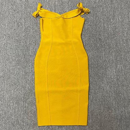 Bow-Strap Strapless Bodycon Midi Dress — view 10