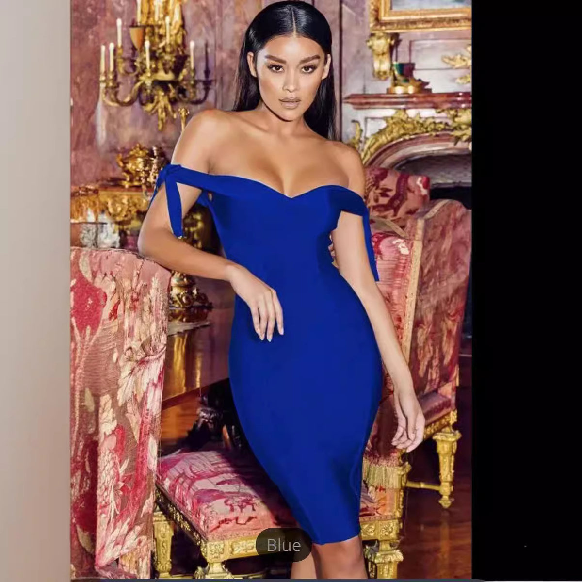 Bow-Strap Strapless Bodycon Midi Dress — view 2