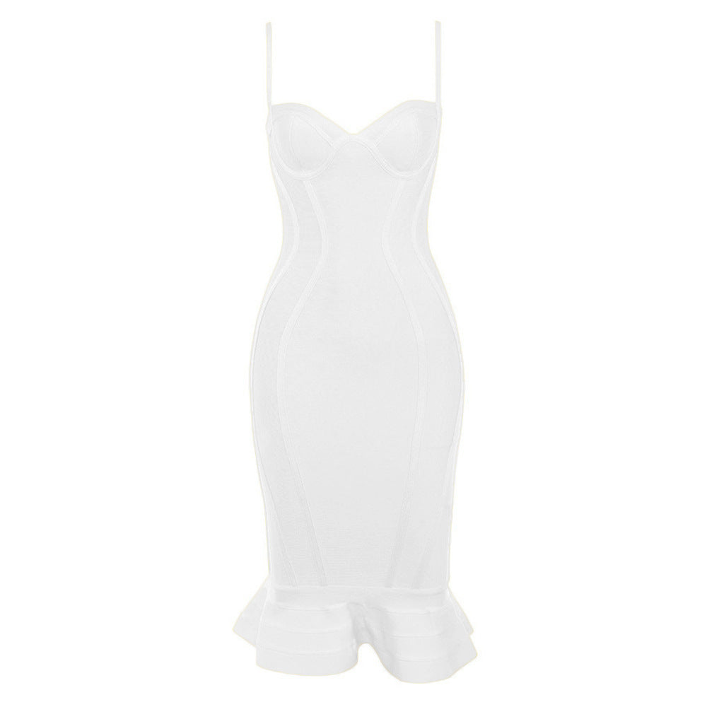 Ruffle Fishtail V-Neck Bandage Dress — view 6