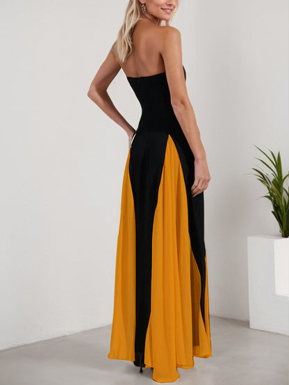 Colour-Block Strapless A-Line Maxi Dress — view 4