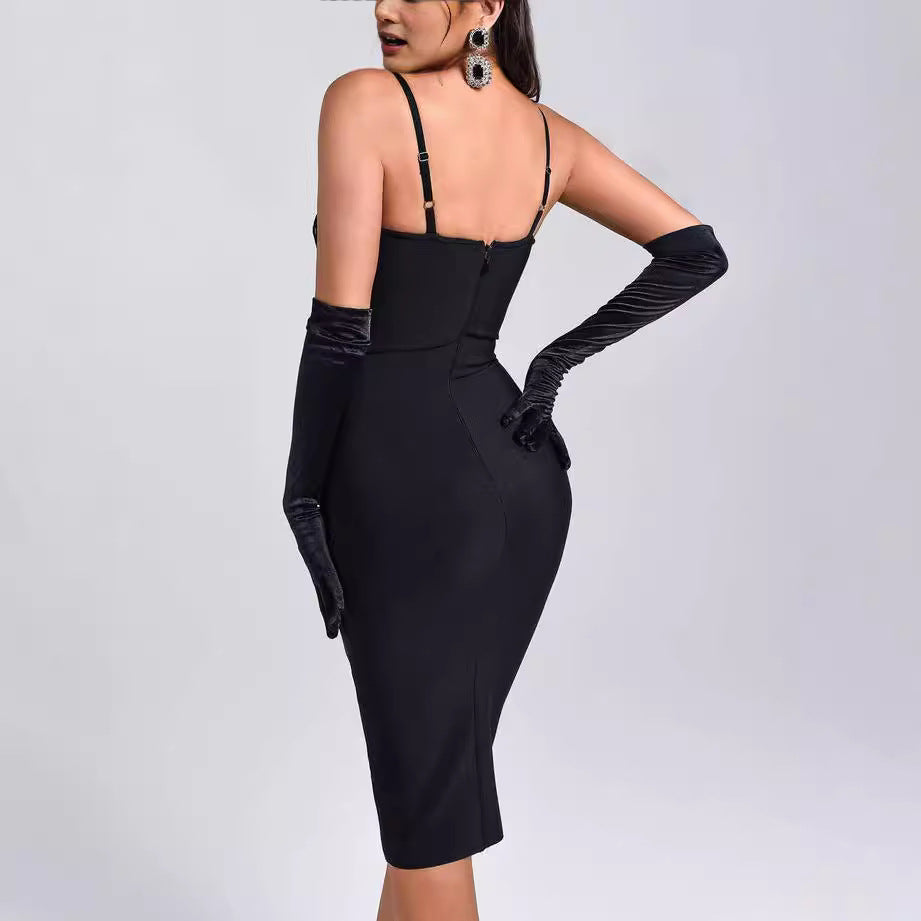 Lace-Trim Backless Bandage Dress — view 5