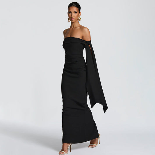 Off-Shoulder Ruched Column Maxi Dress — view 2