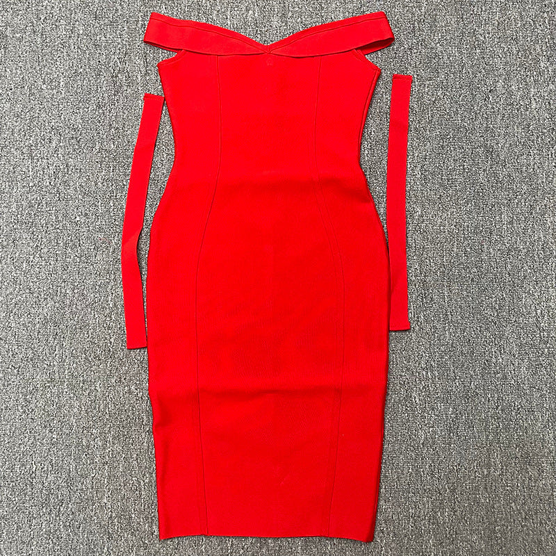 Bow-Strap Strapless Bodycon Midi Dress — view 8