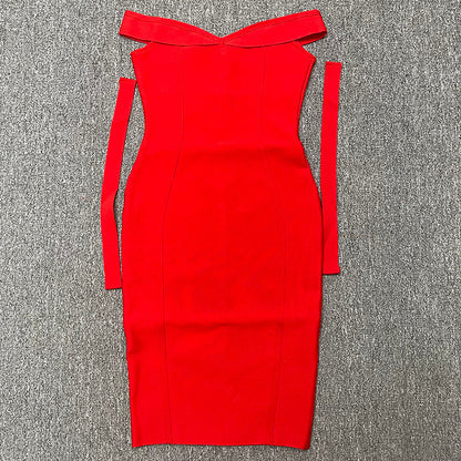 Bow-Strap Strapless Bodycon Midi Dress — view 8