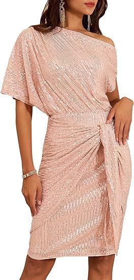 Sequin-Trim One-Shoulder Pleated Midi Dress — view 6