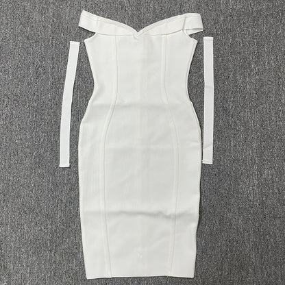 Bow-Strap Strapless Bodycon Midi Dress — view 7
