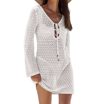 V-Neck Knit Beach Cover-Up Dress — view 5