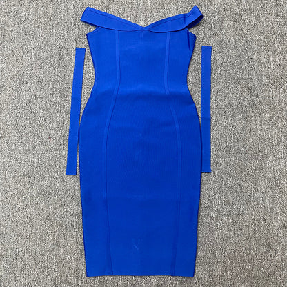 Bow-Strap Strapless Bodycon Midi Dress — view 9
