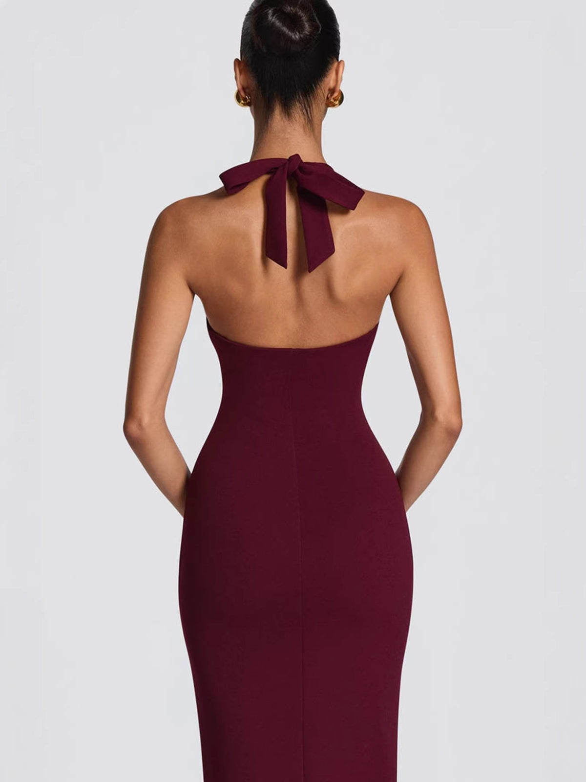 Deep V Halter Mermaid Gown — view 4