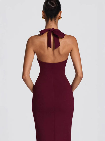 Deep V Halter Mermaid Gown — view 4