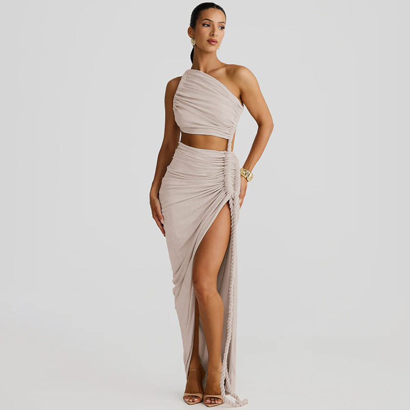One-Shoulder Cut-Out Knit Maxi Dress — view 5
