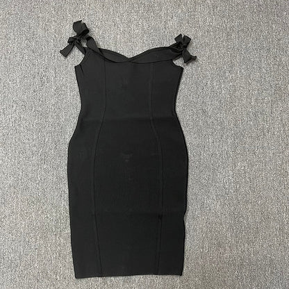 Bow-Strap Strapless Bodycon Midi Dress — view 6
