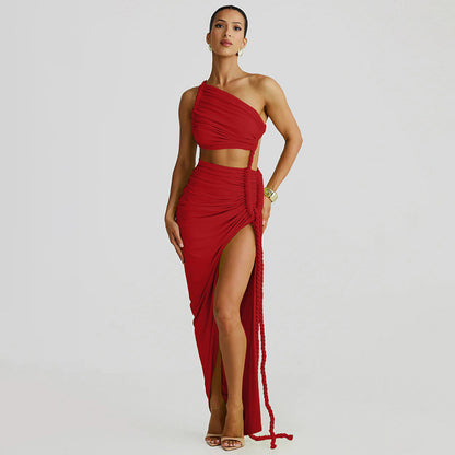 One-Shoulder Cut-Out Knit Maxi Dress — view 9