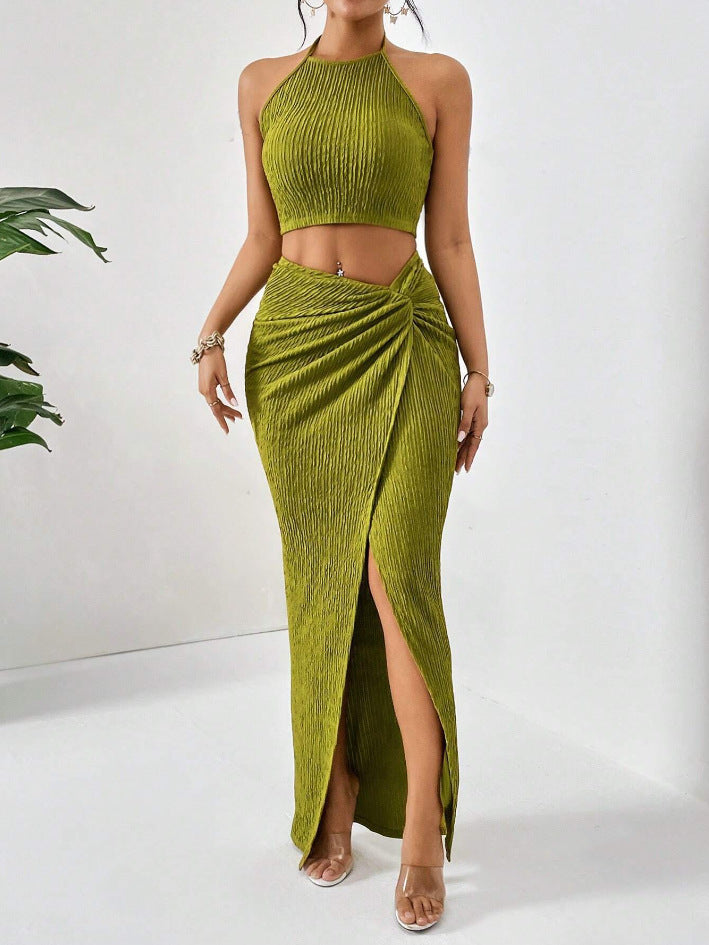 Twist-Front Slim Maxi Dress