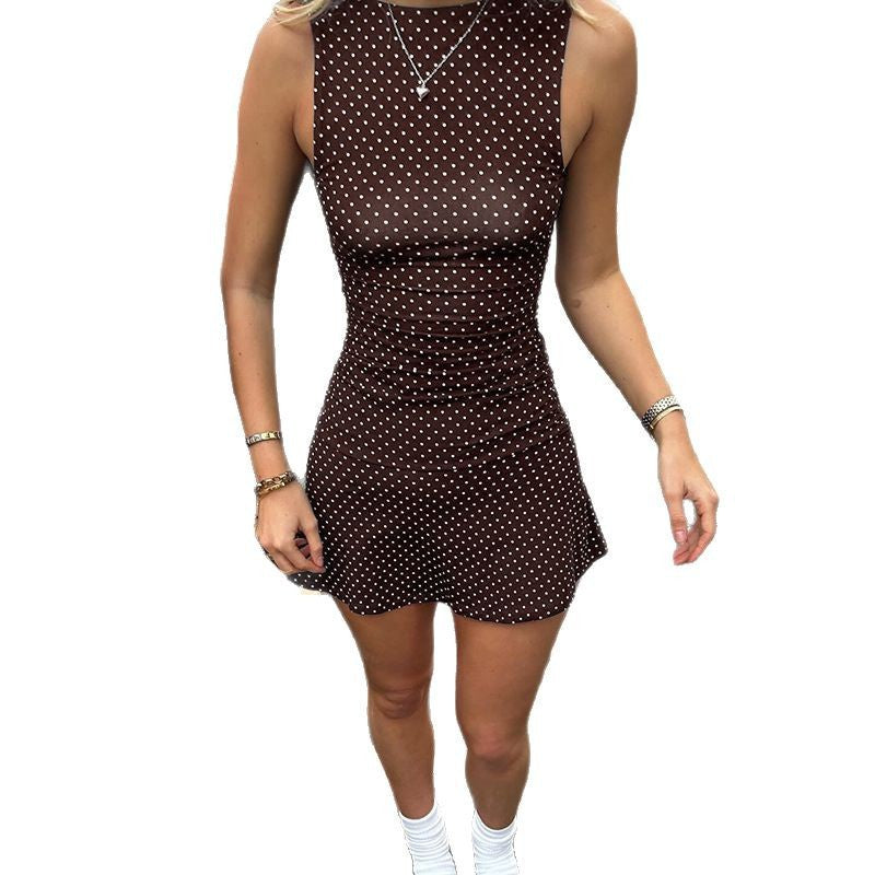 Polka Dot High-Waist A-Line Mini Dress — view 2