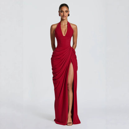 Pleated Halter Neck Maxi Dress — view 2