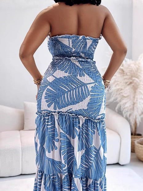 Strapless Pleated Tube Midi Dress — view 3