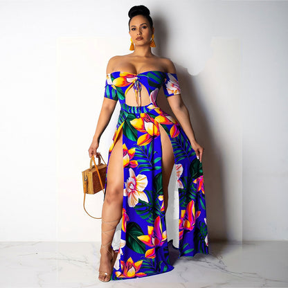 Floral Cut-Out Off-Shoulder Maxi Dress — view 3