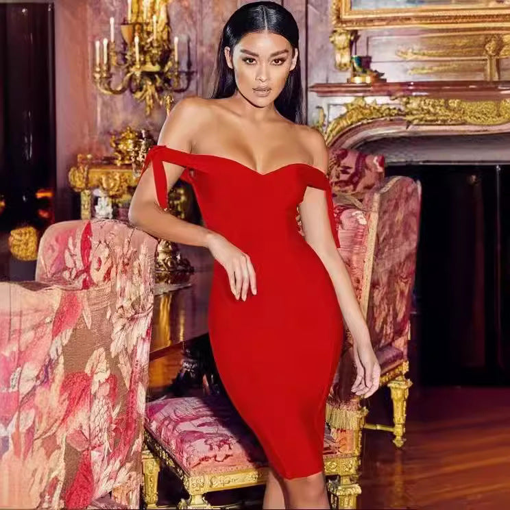 Bow-Strap Strapless Bodycon Midi Dress — view 4