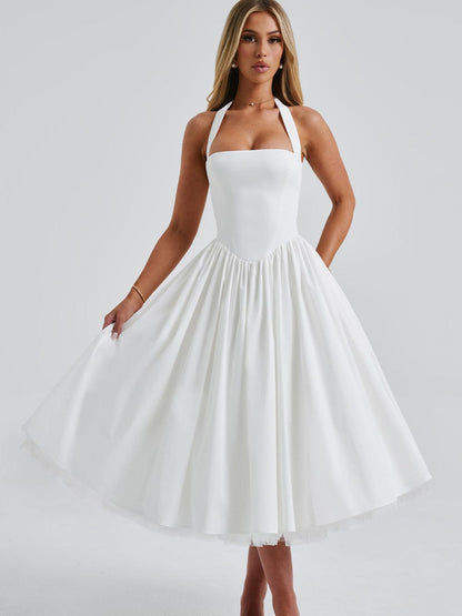 Strappy Tiered Tulle Midi Dress