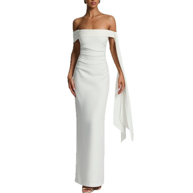 Off-Shoulder Ruched Column Maxi Dress — view 3