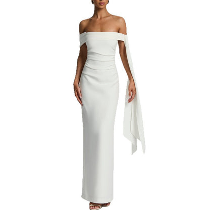 Off-Shoulder Ruched Column Maxi Dress — view 3