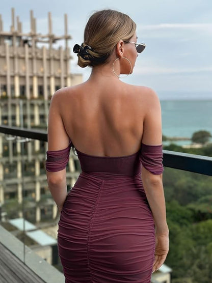 Off-Shoulder Pleated Corset Dress — view 2