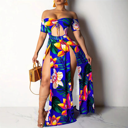 Floral Cut-Out Off-Shoulder Maxi Dress — view 4