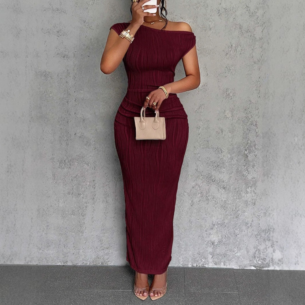 Textured Off-Shoulder Bodycon Maxi Dress — view 4