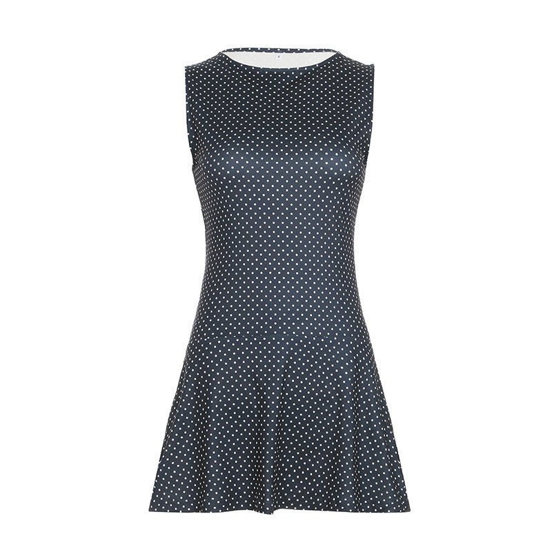 Polka Dot High-Waist A-Line Mini Dress — view 6