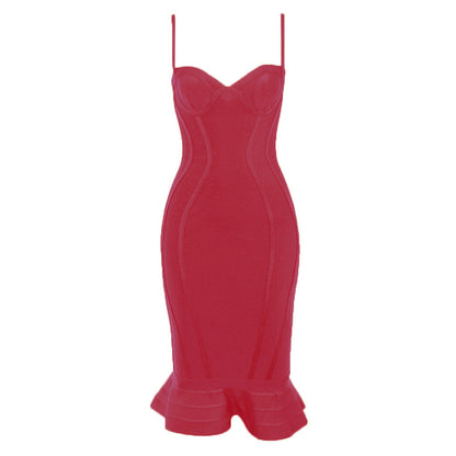 Ruffle Fishtail V-Neck Bandage Dress — view 7