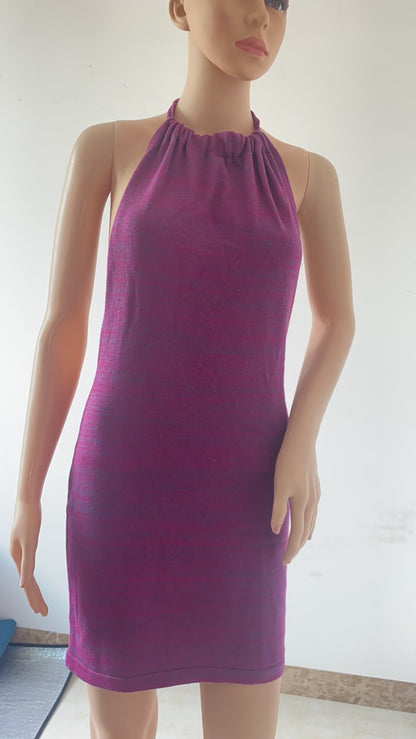 Colour-Block Open-Back Knit Midi Dress — view 8