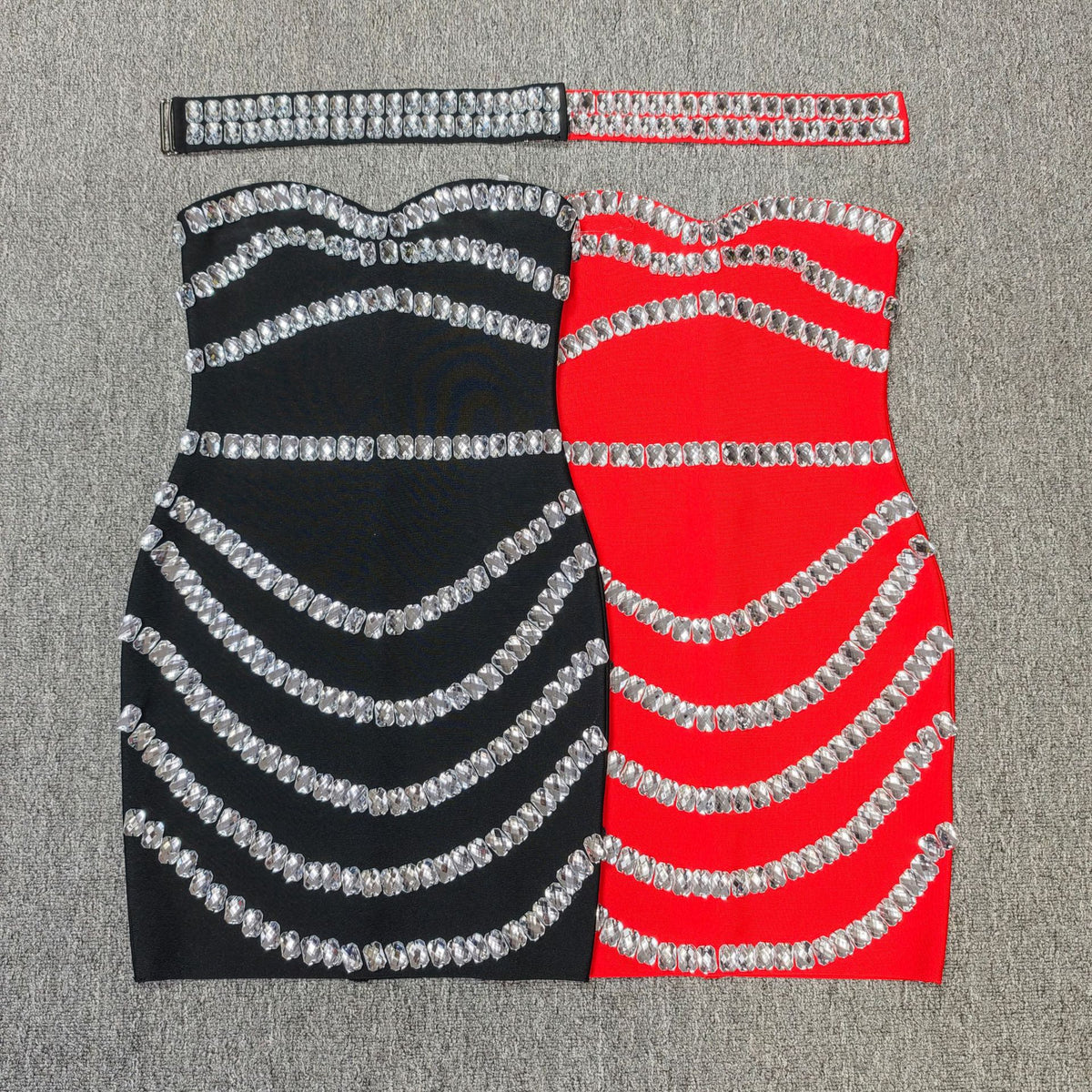 Rhinestone Strapless Bodycon Mini Dress — view 3