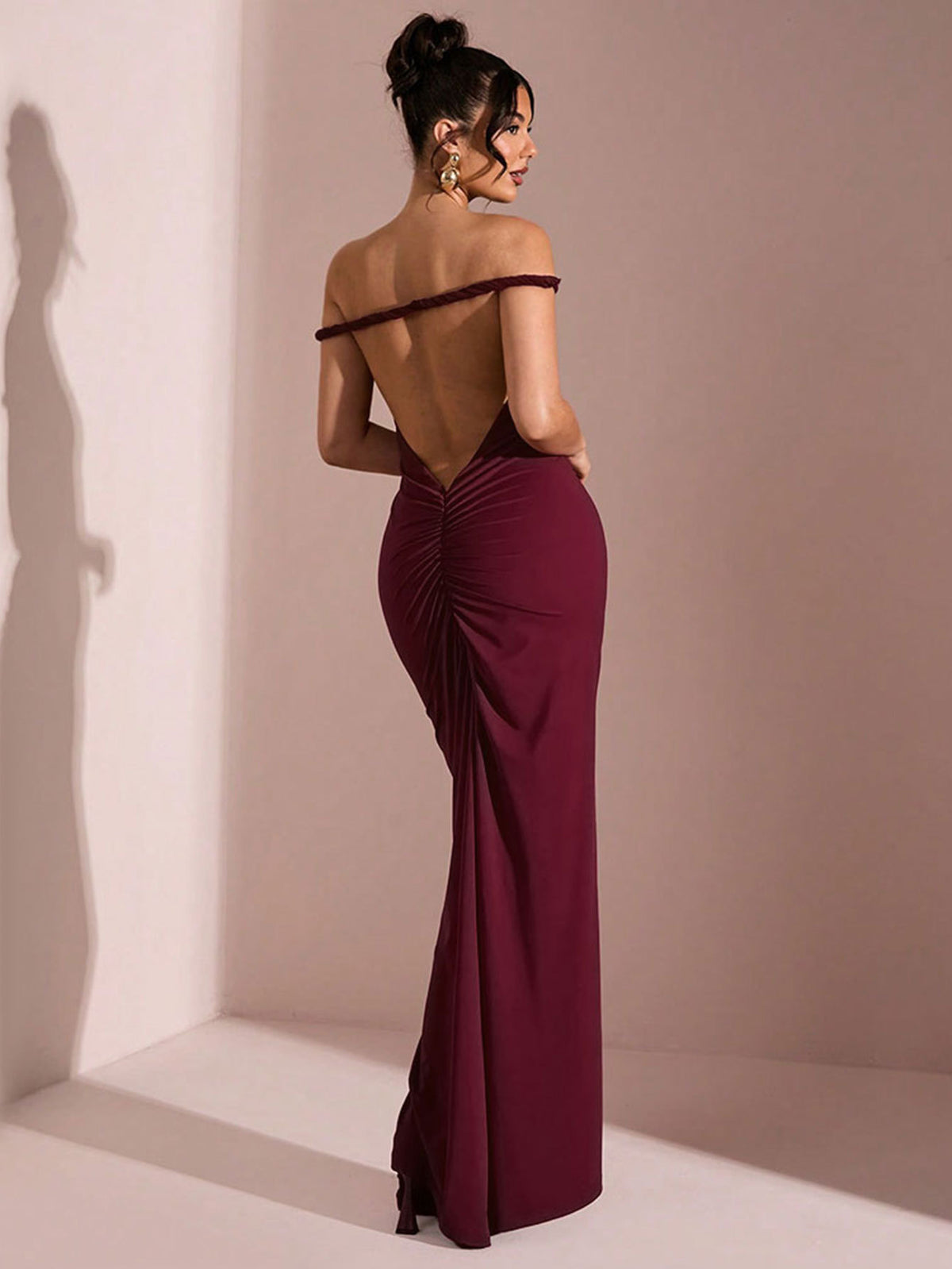 One-Shoulder Backless Knit Maxi Dress — view 2
