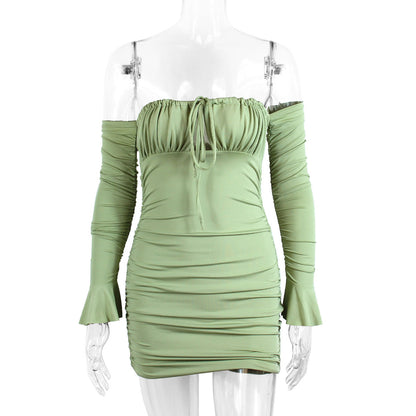 Off-Shoulder Ruched Long-Sleeve Mini Dress — view 5
