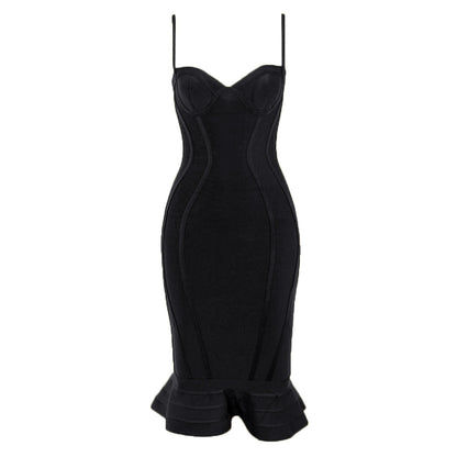 Ruffle Fishtail V-Neck Bandage Dress — view 8