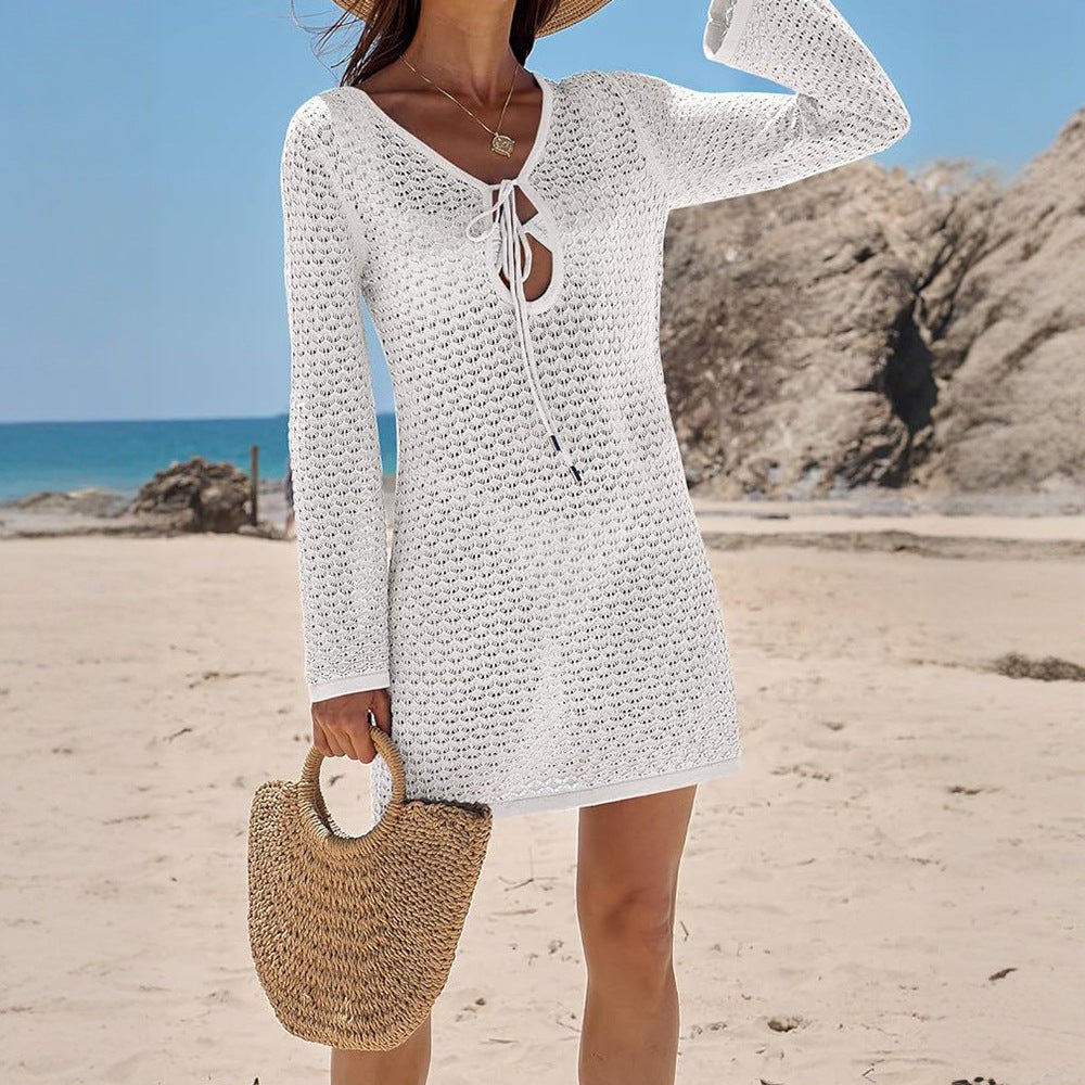 V-Neck Knit Beach Cover-Up Dress — view 6