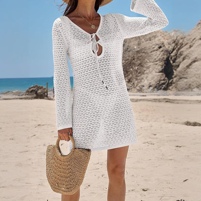 V-Neck Knit Beach Cover-Up Dress — view 6