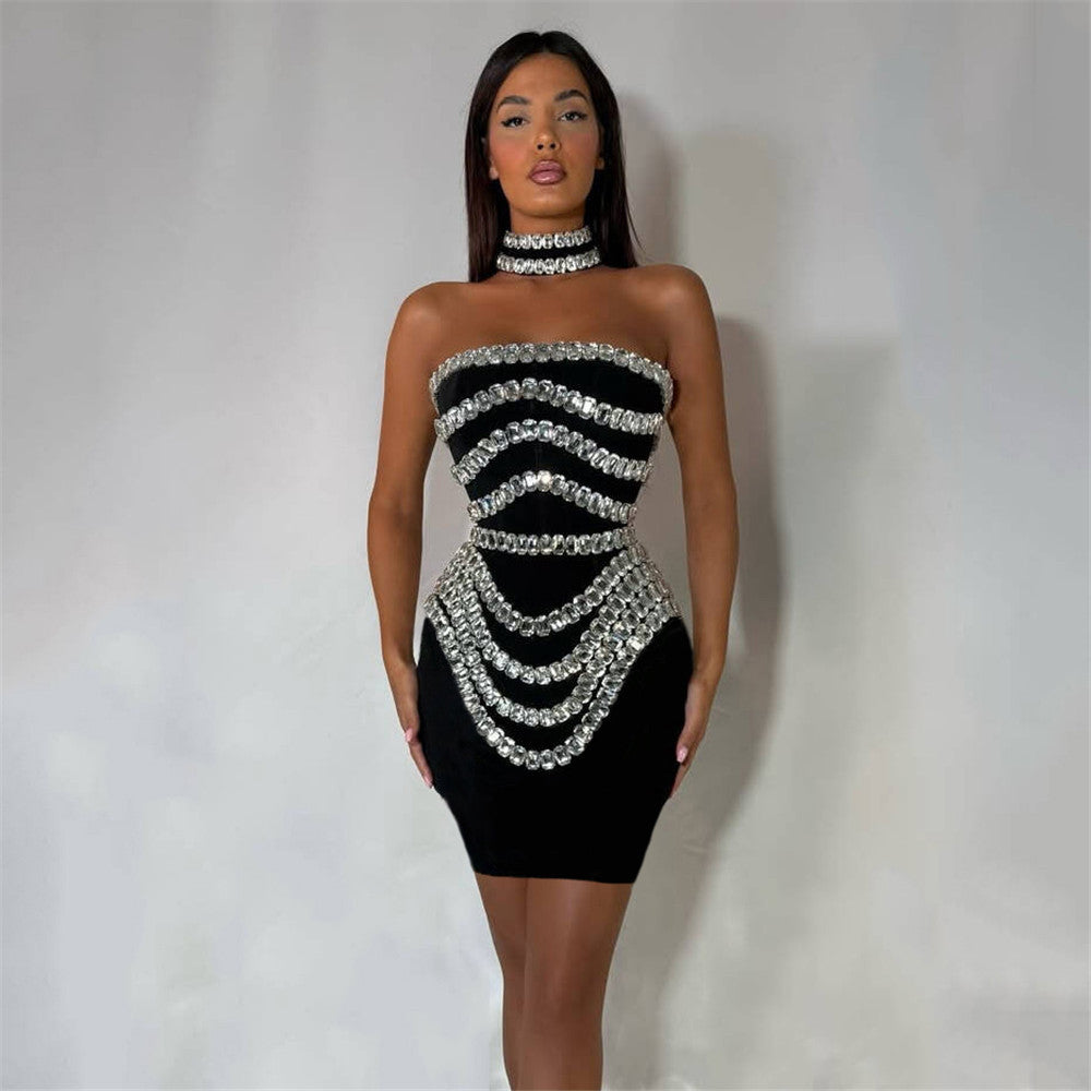 Rhinestone Strapless Bodycon Mini Dress