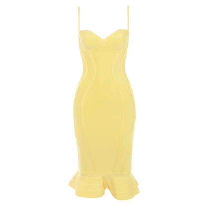 Ruffle Fishtail V-Neck Bandage Dress — view 10