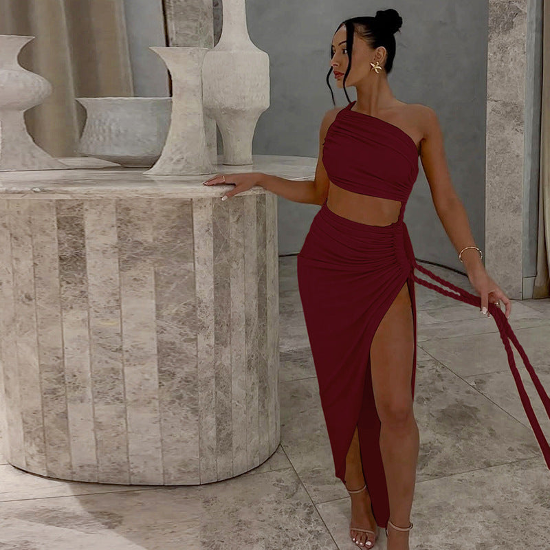 One-Shoulder Cut-Out Knit Maxi Dress — view 6