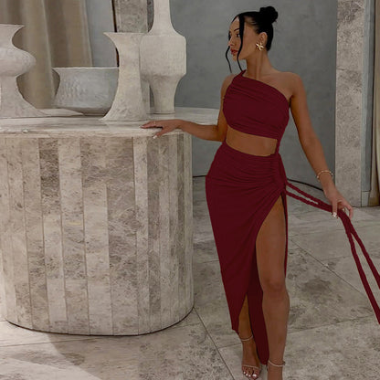 One-Shoulder Cut-Out Knit Maxi Dress — view 6