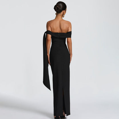 Off-Shoulder Ruched Column Maxi Dress — view 4